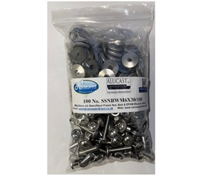 SSNBWM6X30/100 - M6 x 30mm Stainless Steel A2  Nut, Bolt & EPDM Washer - Self Colour - 100 No Pack
